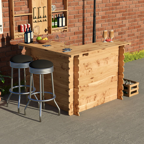 Wooden Interlock Bar assembled in a garden, rustic timber finish